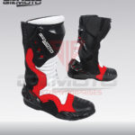 Giemoto racing leather riding mototbike boots flouroscent red