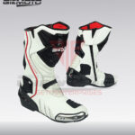 Giemoto racing leather riding mototbike boots white