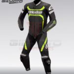 Alpinestar matt black leather monster energy armoured motorbike racing suit