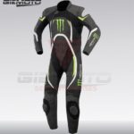 matt black leather monster energy armoured motorbike racing suit