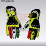 valentino rossi multicolor motorbike racing leather gloves