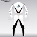 MV Agusta White motorbike racing protective armoured perforated leather suit back